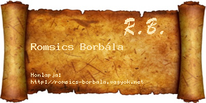 Romsics Borbála névjegykártya
